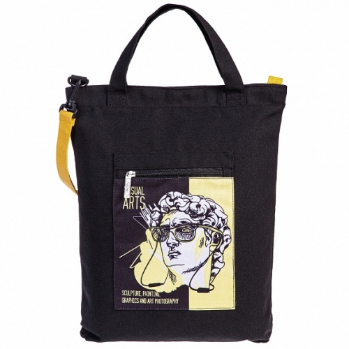 NSt_71012 Сумка шопер на молнии Hatber 42х35см хлопок 2 кармана  -Visual Arts- в индив.упак.