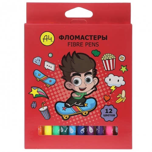 FP_087481 Фломастеры "ECO" 12 цв.  -Влад А4-в карт. короб. с европодвесом