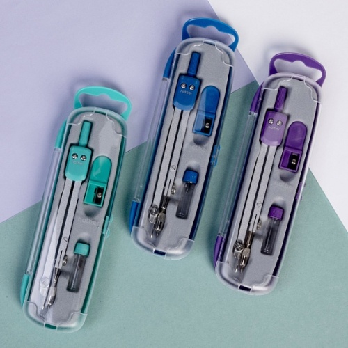 DCg_085926 Готовальня 3 предмета Ассорти с точилкой в пластиковом пенале с европодвесом