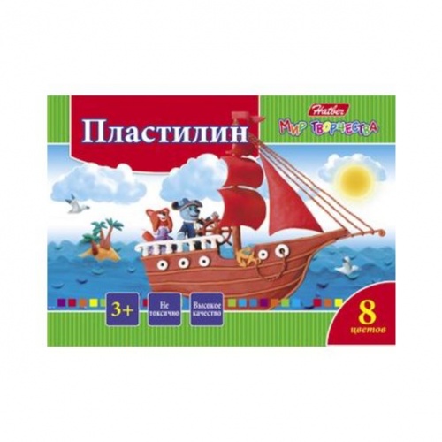 KPn_08880 Пластилин 8 цв. 160г Hatber со стеком-Ушастики-