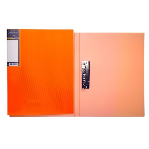 AC4_02035 "HD" Папка Пластиковая А4ф с метал. прижимом корешок 17 мм DIAMOND NEON 700мкм- Оранжевая