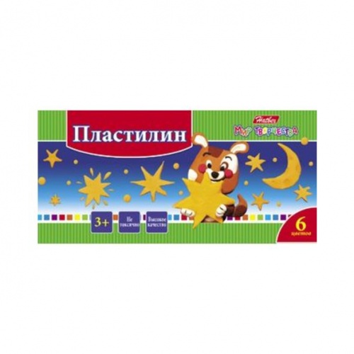 KPn_06880 Пластилин 6 цв. 120г Hatber со стеком-Ушастики-