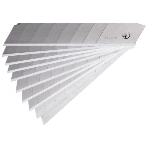 UK_060169 Лезвия для канцеляр. ножей Hatber 18мм 10 шт в пластик.боксе с европодвесом 