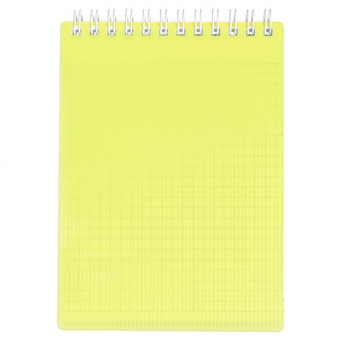 80Б6В1гр_03037 Блокнот 80л А6ф клетка Пластиковая обложка на гребне LINE NEON Желтый