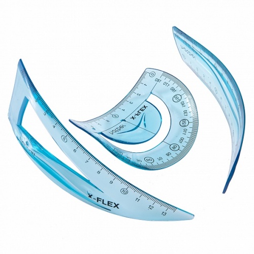 RL_067314 Набор чертежный Hatber X-Flex Пластик.гибкий-Ассорти(треуг.60град.13см,лин15см,трансп)