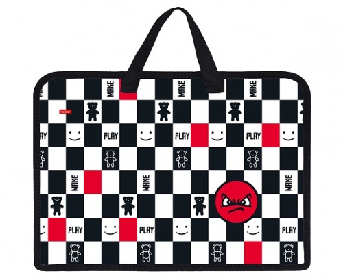 AMn_07077 Папка для тетрадей Пластиковая А4ф Hatber 1 отделение с РУЧКАМИ 245х340х35мм на молнии-Смайлики-  в индив.упак.