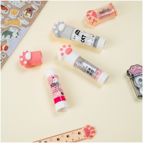 MS_45451	Клей-карандаш MESHU с топпером "Paw", 8г, дисплей бокс, ПВП, ассорти