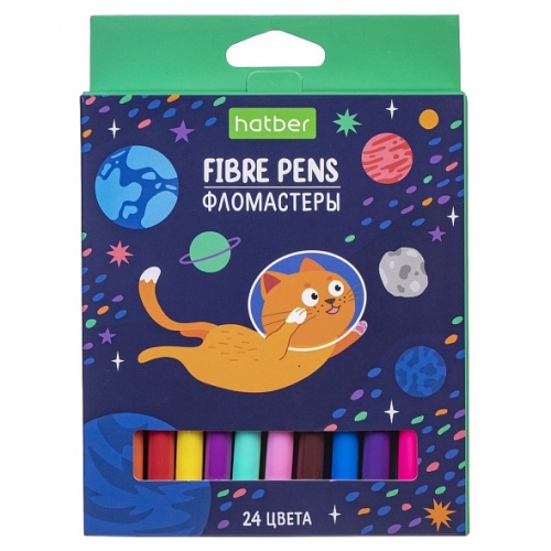 FP_077348 Фломастеры "ECO" 24 цв. -Космос- в карт. короб. с европодвесом