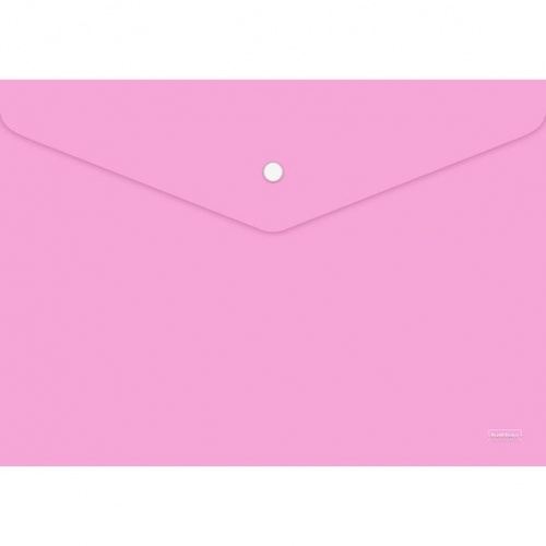 AKк4_05018 `Premium` Папка-конверт Пластиковая на кнопке А4ф Hatber 180мкм -Непрозрачная- NEWtone PASTEL ПИОН  (с ед. штрихкодом)