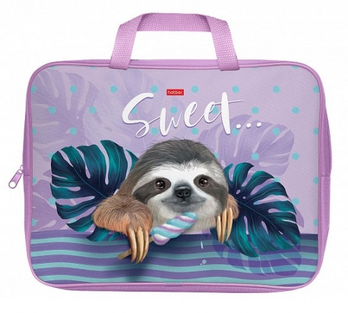 NSn_73038 Сумка Текстильная с РУЧКАМИ Hatber А4ф для тетрадей 3,5 см -МИЛЫЙ ЛЕНИВЕЦ- в индив.упак.