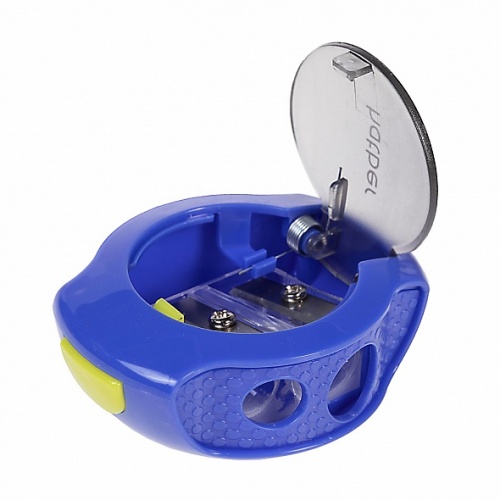 BS_078227 Точилка Hatber UFO Пластиковая Цветная с контейнером с 2-мя отверстиями с крышкой в блистере 