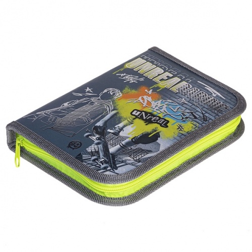 NPn_46065 Пенал Hatber 190х130мм 1 отделение на молнии с откидной планкой мат.ламин. 3D фольга-Нереально смелый- с табл.умножения  в индив.упак. 