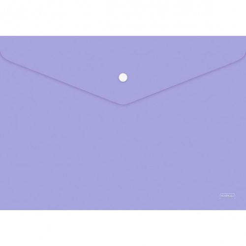 AKк4_05019 `Premium` Папка-конверт Пластиковая на кнопке А4ф Hatber 180мкм -Непрозрачная- NEWtone PASTEL Лаванда  (с ед. штрихкодом)