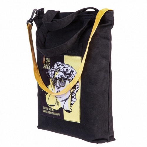 NSt_71012 Сумка шопер на молнии Hatber 42х35см хлопок 2 кармана  -Visual Arts- в индив.упак.