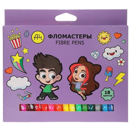 FP_087482  Фломастеры "ECO" 18 цв.  -Влад А4-в карт. короб. с европодвесом