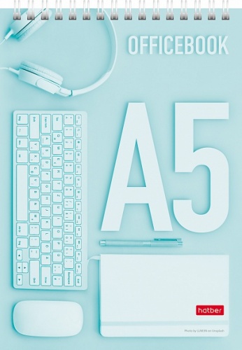 80Б5В1гр_29926 Блокнот 80л А5ф клетка 65г/кв.м Обл. мел.картон УФ-лак жесткая подложка на гребне-Офис в стиле вайб-  