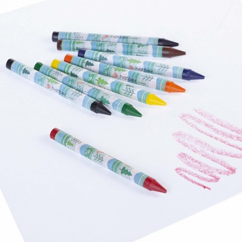 CR_066288 Мелки восковые Hatber 8 цв. Deep Forest круглый корпус диаметр 9мм в карт.короб. с европодвесом 
