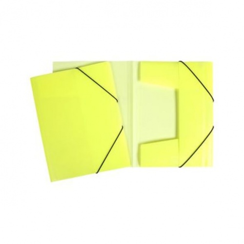 Пк4р_02036 "HD" Папка Пластиковая А4ф с клапанами на резинке DIAMOND NEON 500мкм- Желтая