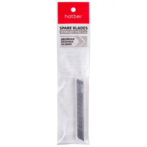 UK_060168 Лезвия для канцеляр. ножей Hatber 9мм 10 шт в пластик.боксе с европодвесом 