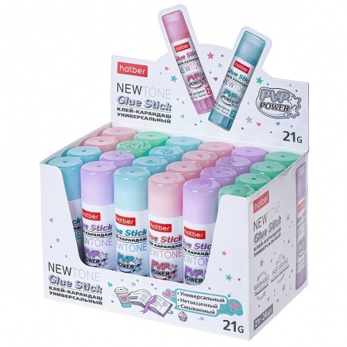 GS_067213 Клей-Карандаш Hatber-NEWtone- 21гр ПВП в картонной Дисплей-витрине