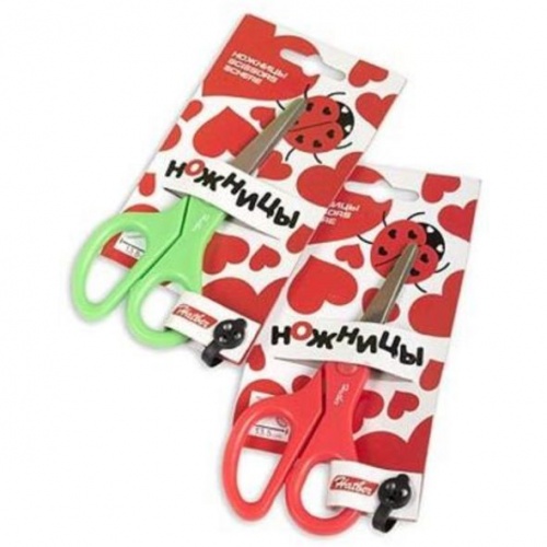 S7113 Ножницы Hatber 13.5 см, с линейкой, нерж.ст. европодвес