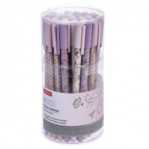 GP_083258 РУЧКА Hatber гелевая Muse Черная 0,5мм чернила fast dry  36шт в Пласт.тубе