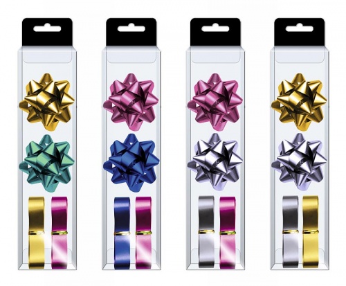 Набор для упаковки подарка, 2 банта и 2 ленты (5х16см), штрих-код 