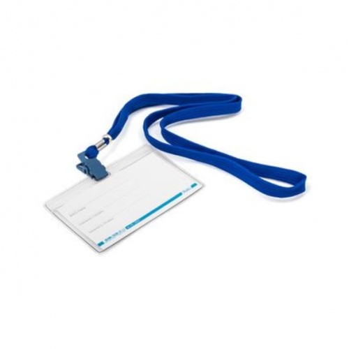 PD_20001 Бейдж Пластиковый Hatber  гориз 66х98 (внутр 53х90) с клипсой на шнурке