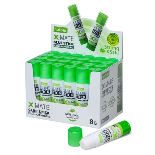 GS_058737 Клей-Карандаш Hatber X-Mate 8гр в картонной Дисплей-витрине