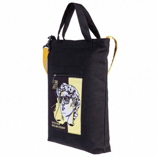 NSt_71012 Сумка шопер на молнии Hatber 42х35см хлопок 2 кармана  -Visual Arts- в индив.упак.