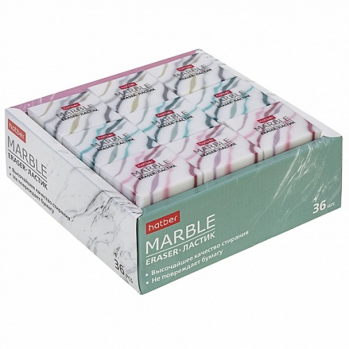 ER_079553 Ластик PVC Hatber Marble (Мрамор) 36шт.  в картонной Дисплей-витрине 