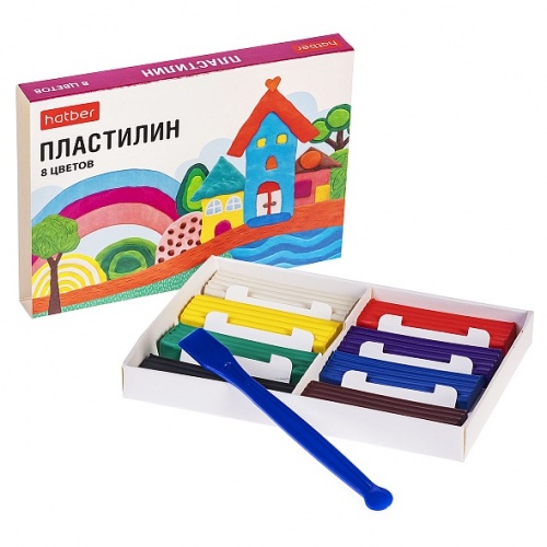 PL_071787 Пластилин 8 цв. 120г Hatber со стеком -Пластилиниум-