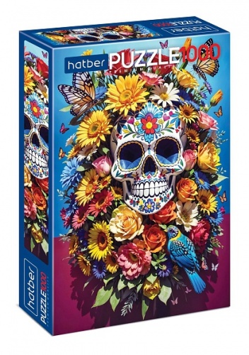 1000ПЗ2_32319 "Premium" ПАЗЛЫ 1000 элементов А2ф 480х680мм  -Цветочный череп-