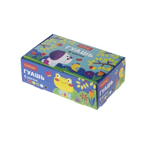 GH_071823 Краски Гуашь 25г 6 цв. Hatber-Щенок-  в картонной коробке