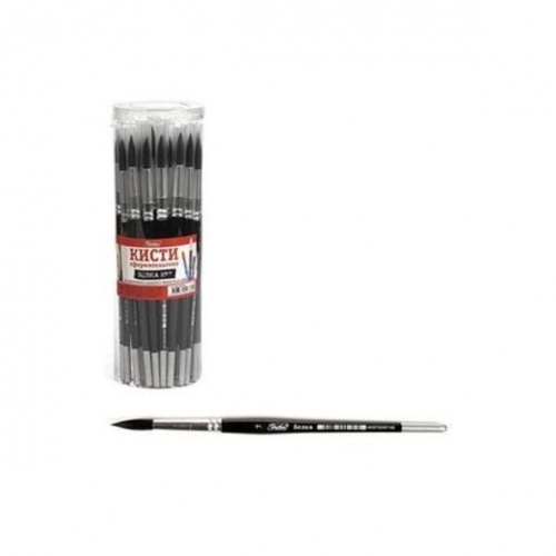 KSk_07010 Кисть Hatber Белка Круглая №7 с защит.пластик.колпачком в пласт.тубе