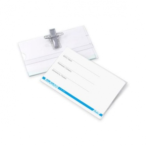 PD_20003 Бейдж Пластиковый Hatber  гориз 55х90мм с клипсой