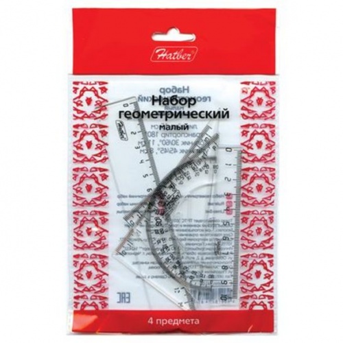 MNn_04106 Набор геометрический Hatber малый прозрачный