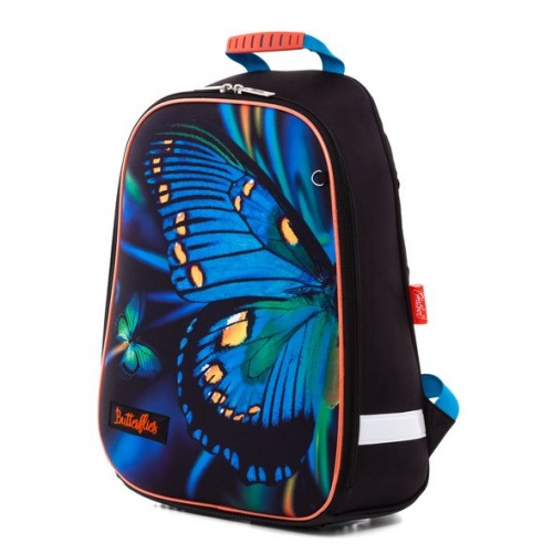 NRk_21011 Рюкзак Hatber ERGONOMIC light-Butterfly- EVA материал светоотраж. 2 отделения на молнии