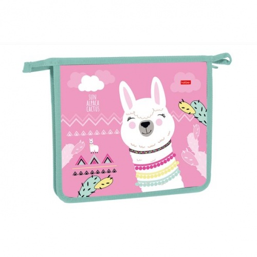 AMc_80035 Папка для тетрадей Пластиковая А5ф Hatber 1 отделение на молнии -Альпака-