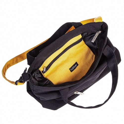 NSt_71012 Сумка шопер на молнии Hatber 42х35см хлопок 2 кармана  -Visual Arts- в индив.упак.